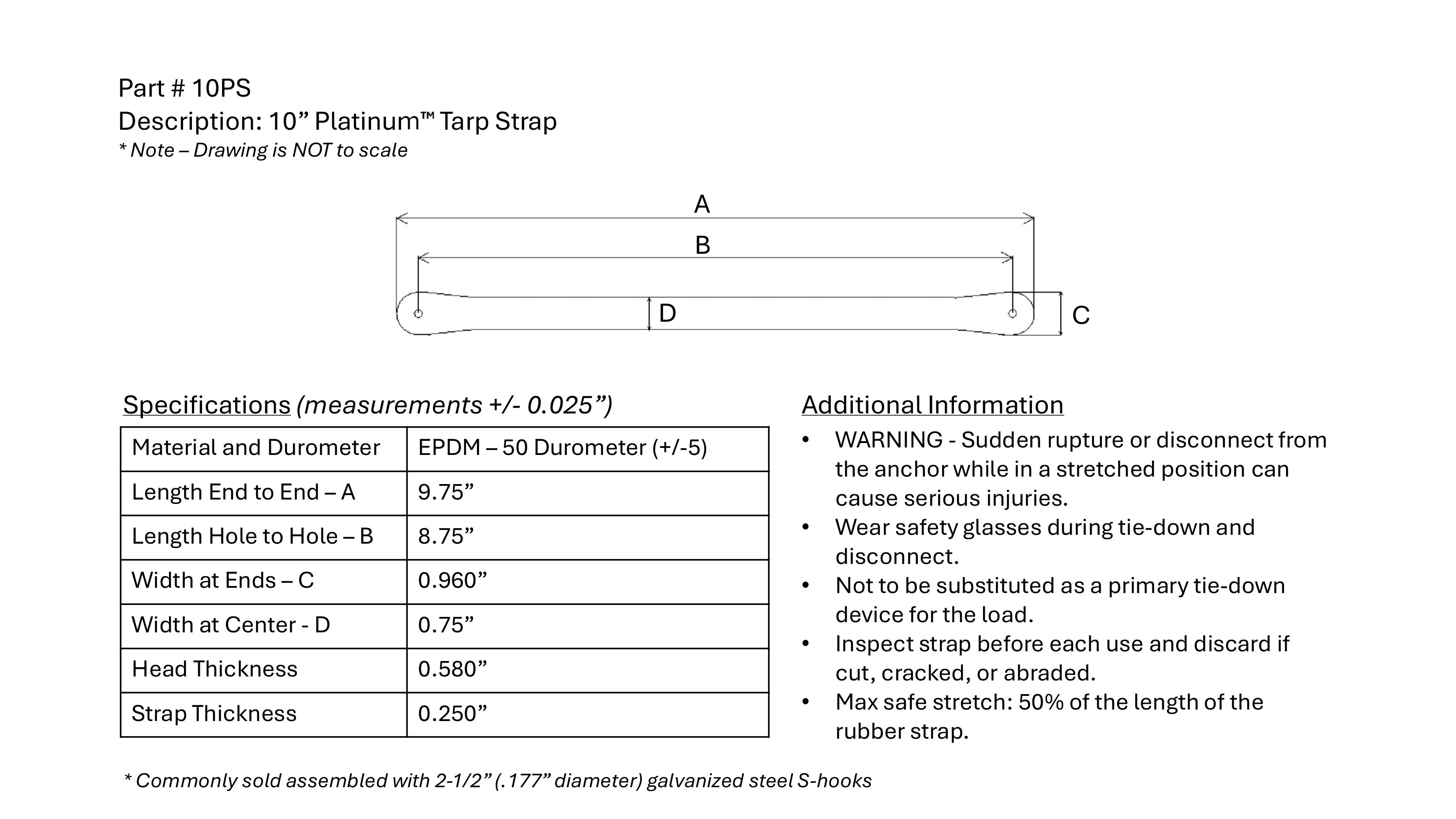 Platinum Tarp Straps with S-Hooks | 10"