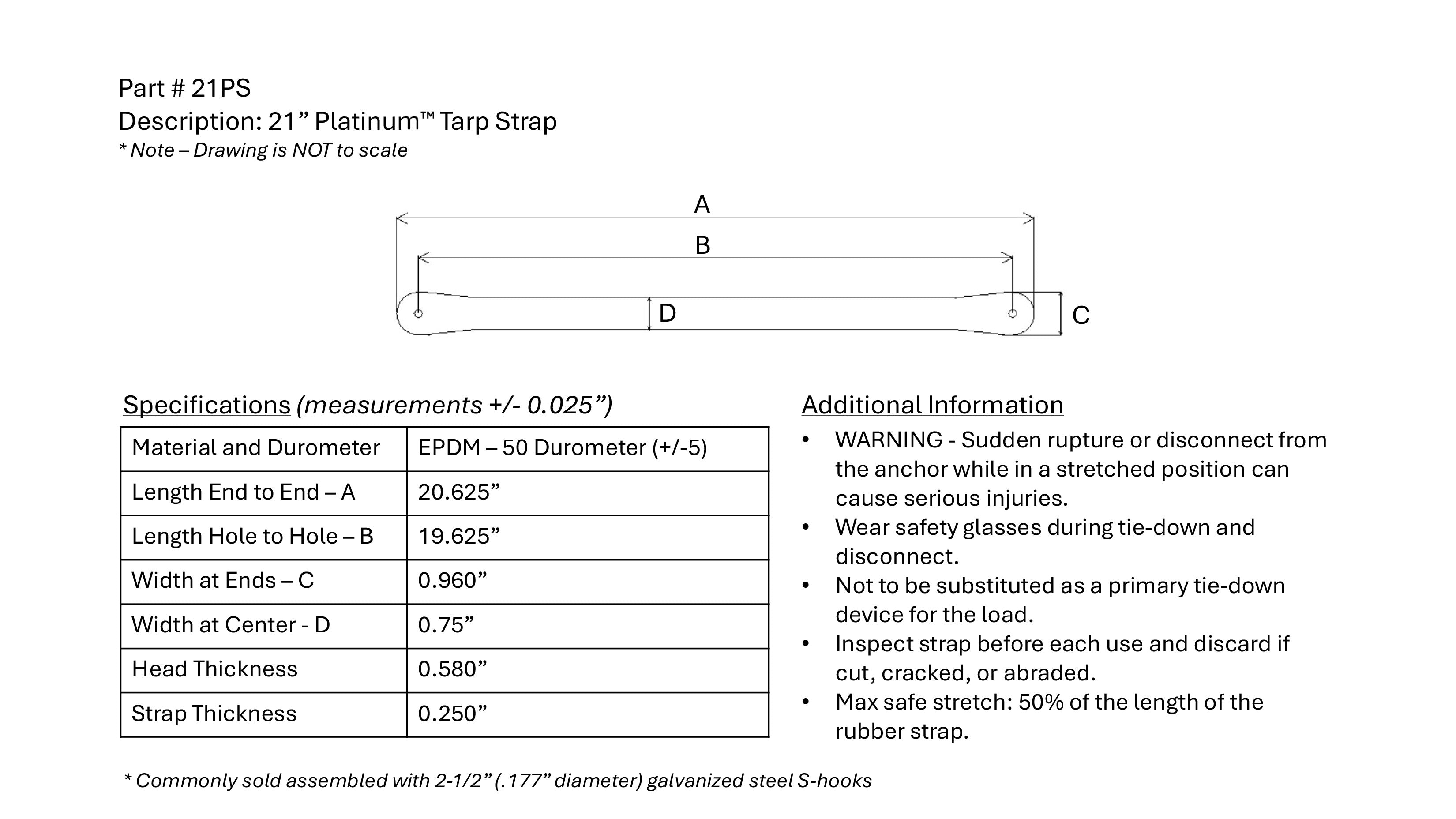 Platinum Tarp Straps with S-Hooks | 21"