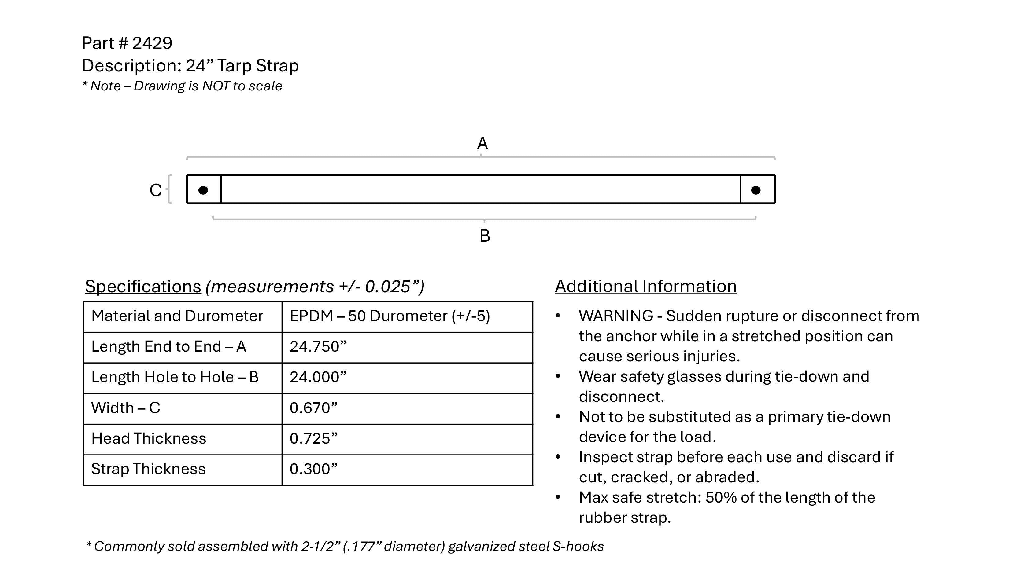 Original Classic Tarp Straps with S-Hooks | 24"
