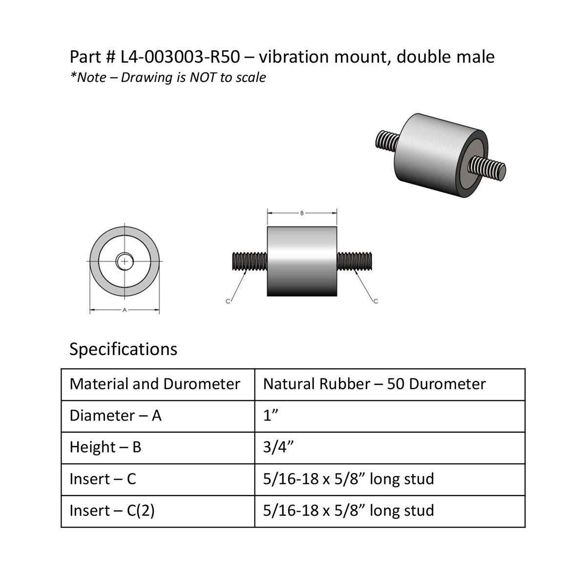 Vibration Isolators 3/4" x 1" | Natural Rubber