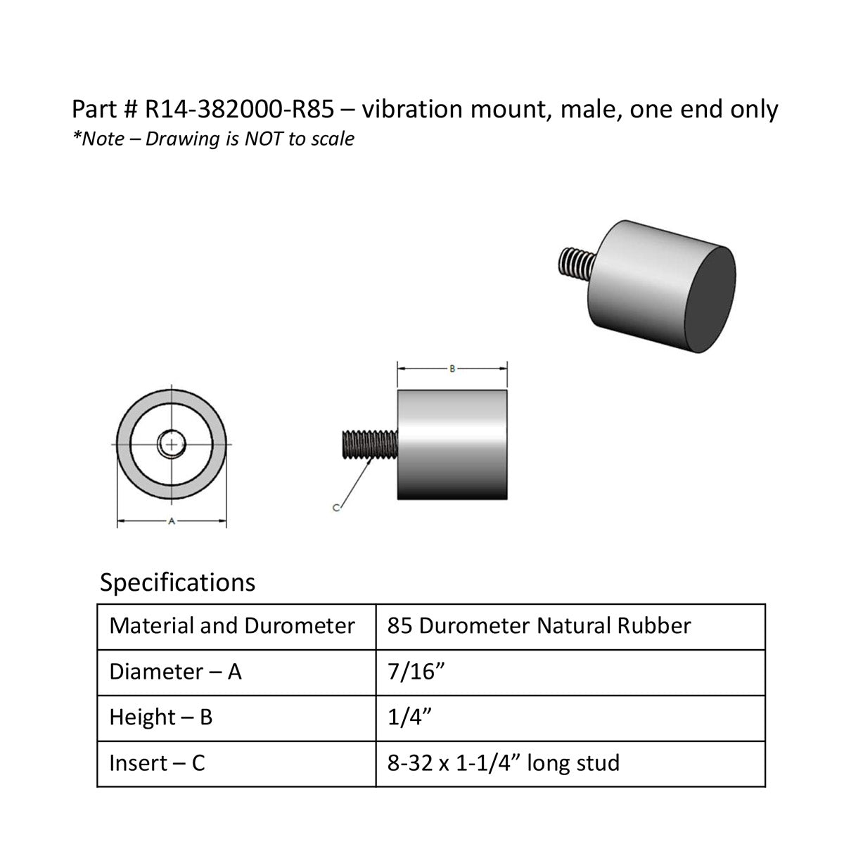 Isolation Mount 1/4" x 7/16" | Natural Rubber