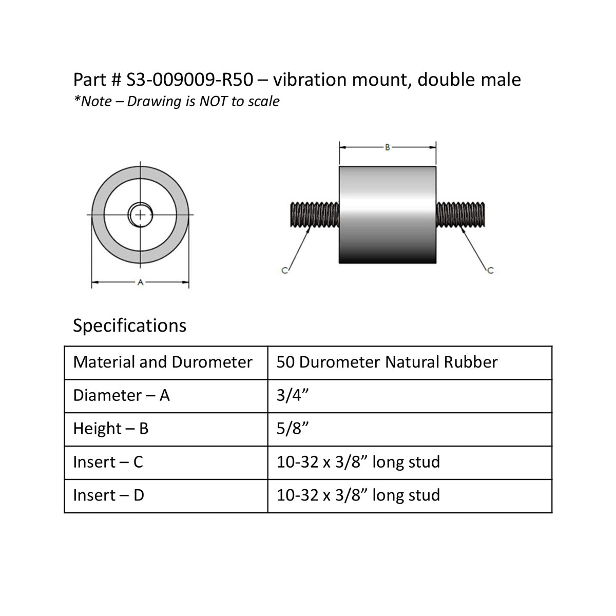Heavy Duty Vibration Isolators 5/8" x 3/4" | Natural Rubber