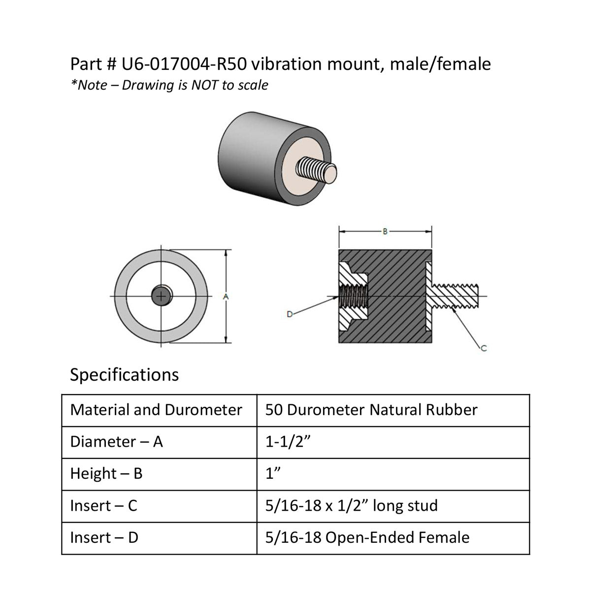Vibration Damping Sandwich Mounts 1" x 1 1/4" | Natural Rubber